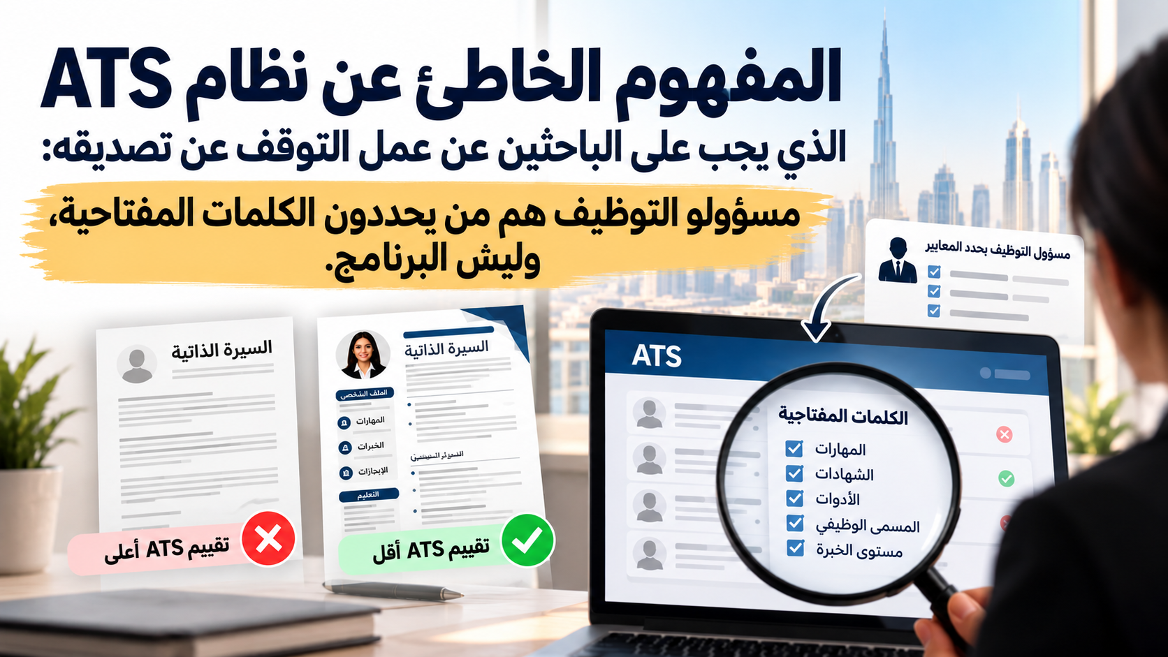 المفهوم الخاطئ عن نظام ATS الذي يجب على الباحثين عن عمل التوقف عن تصديقه: مسؤولو التوظيف هم من يحددون الكلمات المفتاحية، وليس البرنامج.